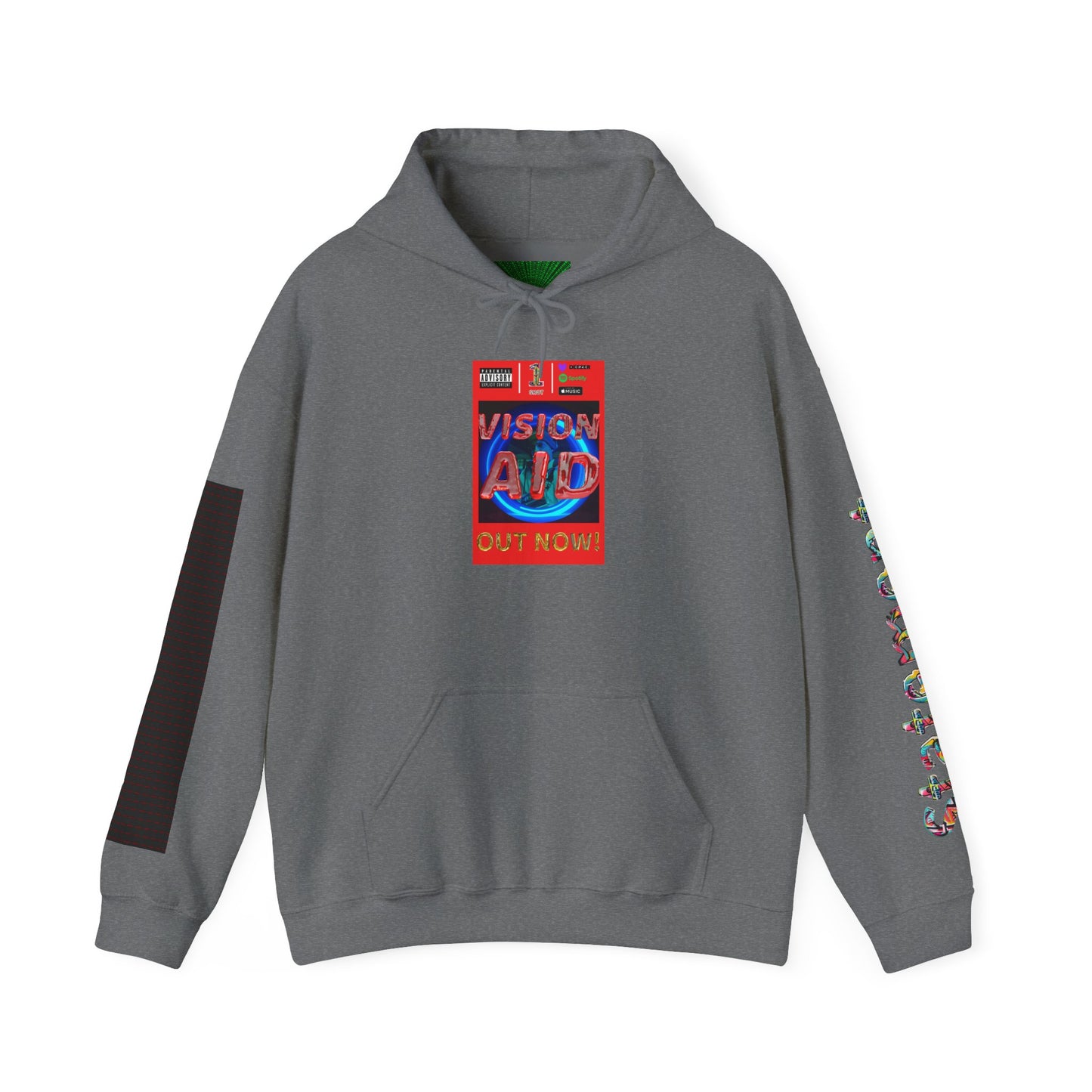 Statement Sleeve Hoodie | Colorful Text Sleeve Hooded Sweatshirt