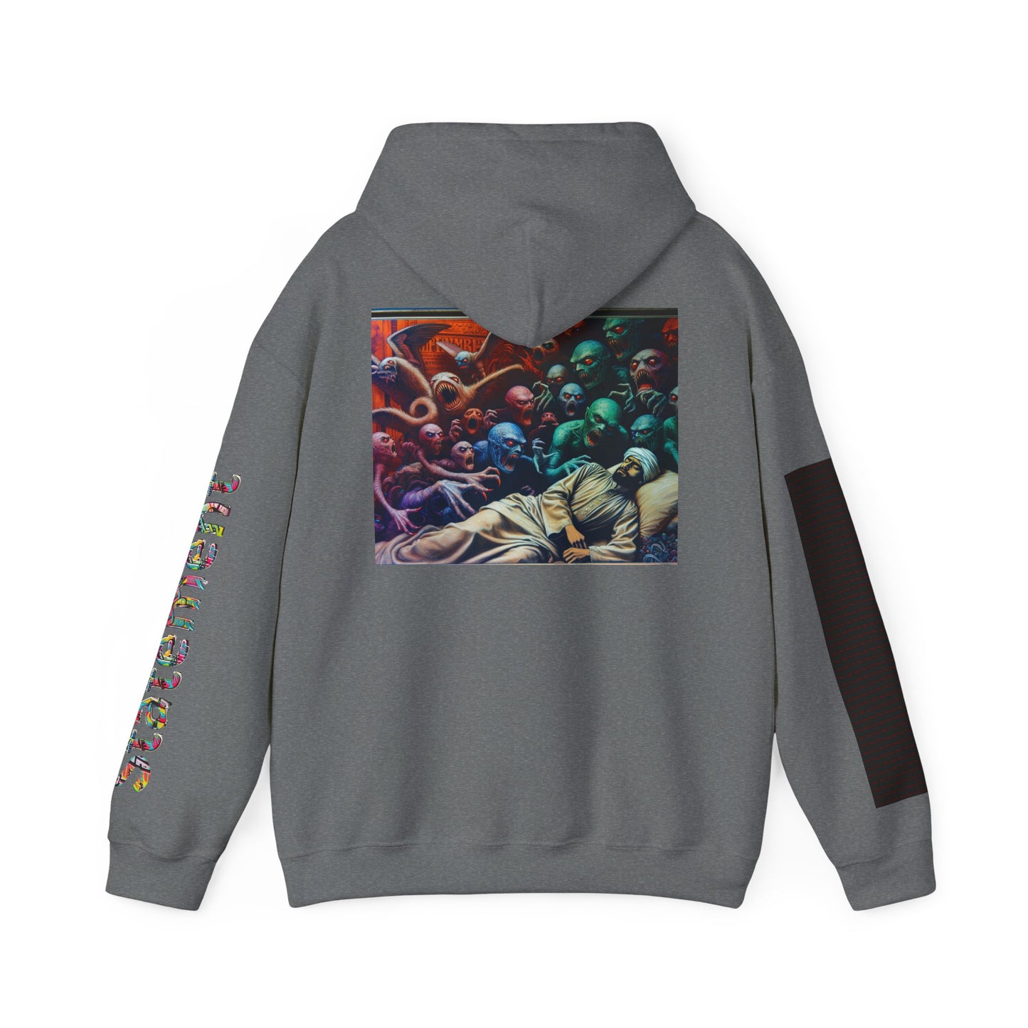 Statement Sleeve Hoodie | Colorful Text Sleeve Hooded Sweatshirt