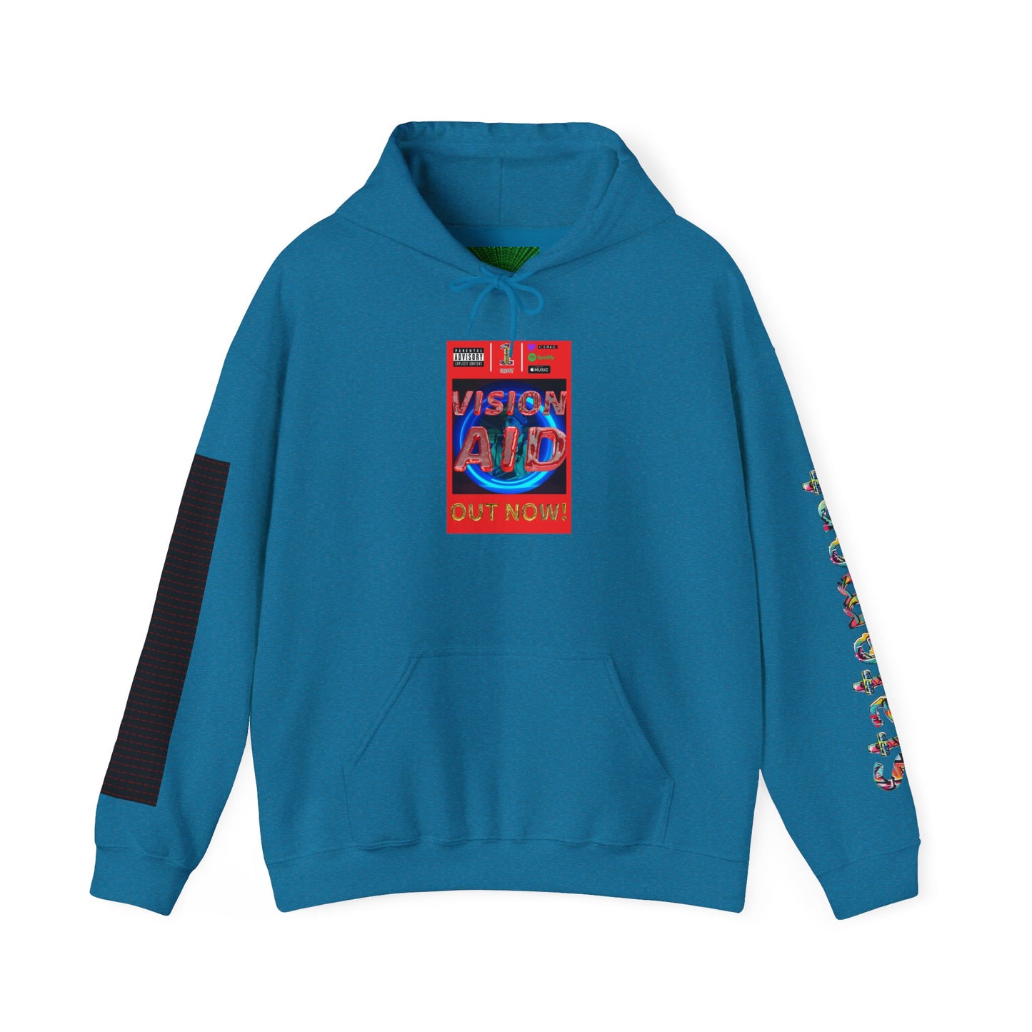 Statement Sleeve Hoodie | Colorful Text Sleeve Hooded Sweatshirt
