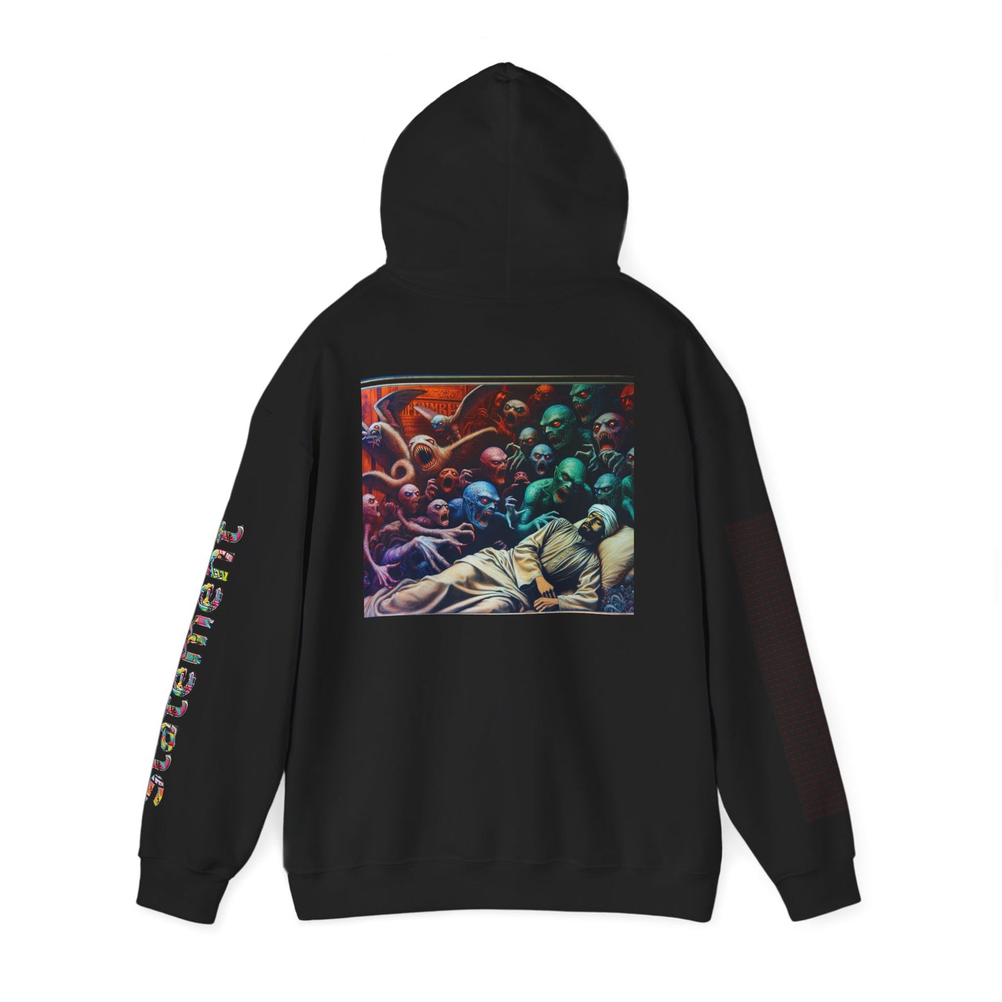 Statement Sleeve Hoodie | Colorful Text Sleeve Hooded Sweatshirt