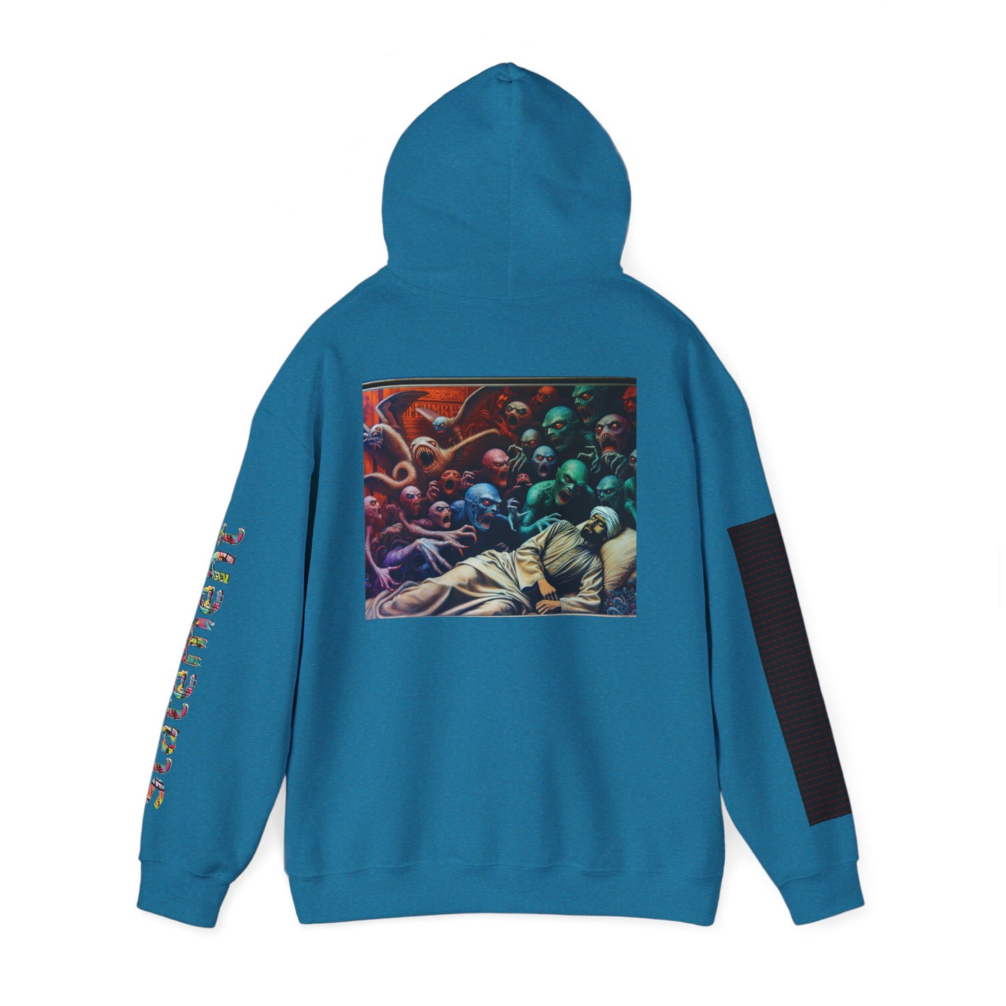 Statement Sleeve Hoodie | Colorful Text Sleeve Hooded Sweatshirt