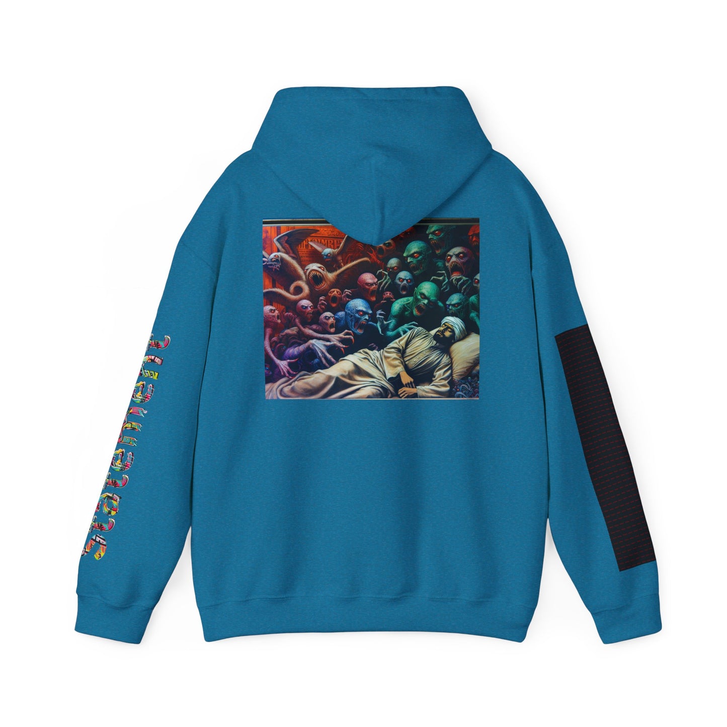 Statement Sleeve Hoodie | Colorful Text Sleeve Hooded Sweatshirt