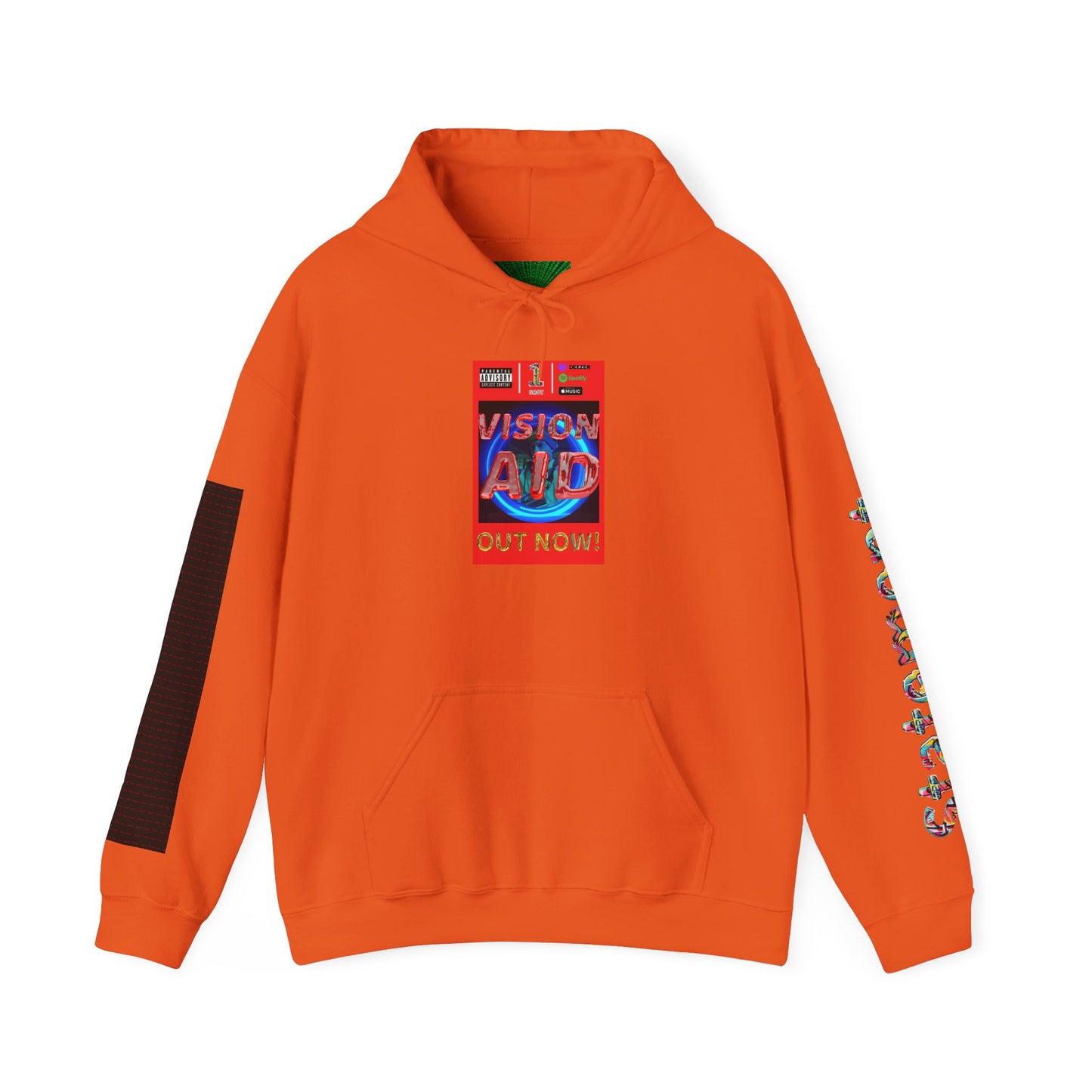 Statement Sleeve Hoodie | Colorful Text Sleeve Hooded Sweatshirt