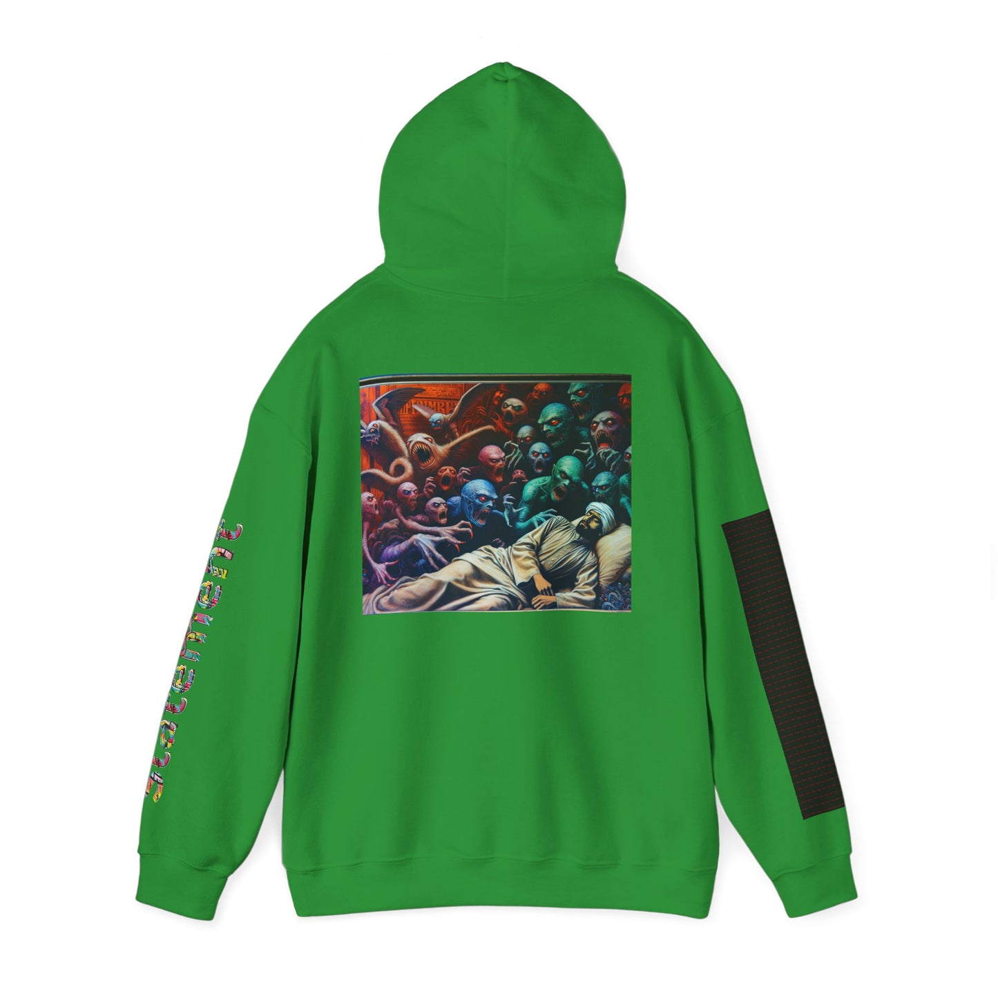 Statement Sleeve Hoodie | Colorful Text Sleeve Hooded Sweatshirt